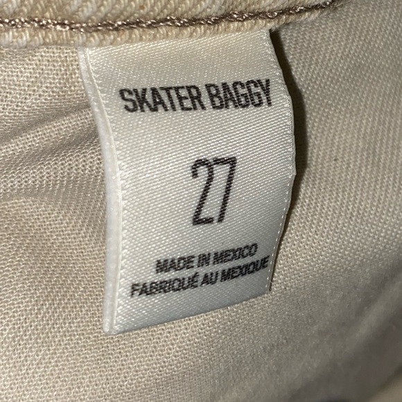 BDG Urban Outfitters Skater Baggy Distressed Khaki/Bone Size 27 Jeans Pants - Picture 8 of 9